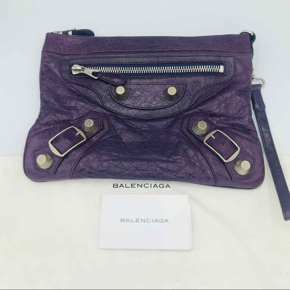 BALENCIAGA FLAT WRISTLET PURPLE BAG